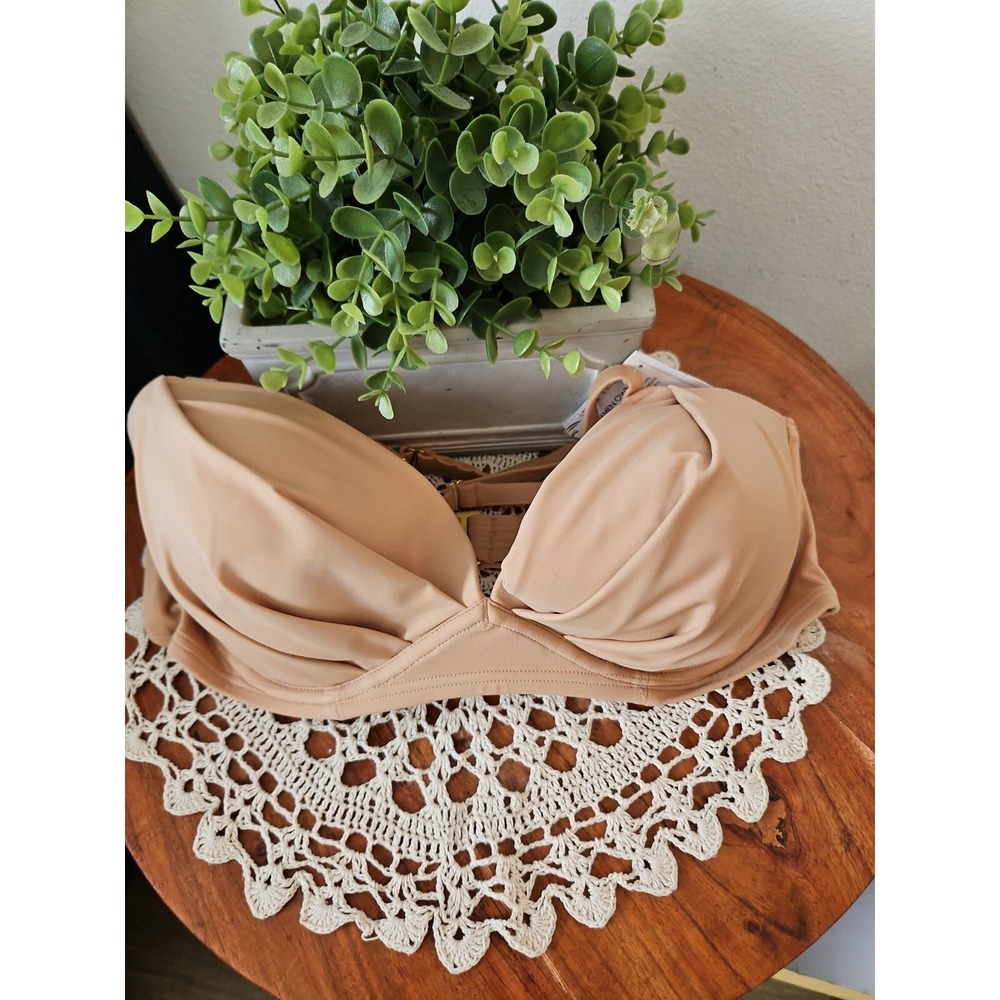 Smart Sexy‎ 38D Lightly Lined Underwire Swim Top Convertible Straps Beige